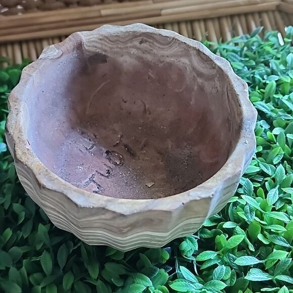 Vintage Comanche Marbled Pottery Bowl Signed By Artist - Picture 6 of 8